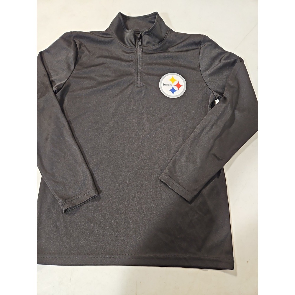 Pittsburgh Steelers Team Apparel Shirt Youth LG 14-16 NFL Black Long Sleeve(A513